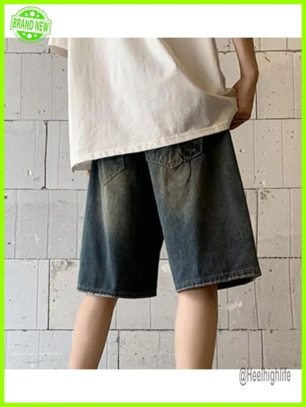 Baggy Vintage Acid Wash Jean Shorts Wide Leg Y2K Grunge Streetwear